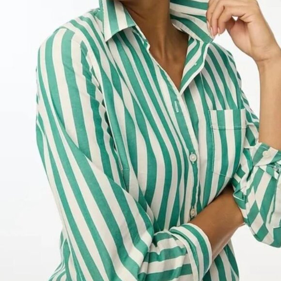 J.Crew Stripe Shirt Turquoise White, Secret Wash Slim Fit, Small, NWT - Picture 2 of 8
